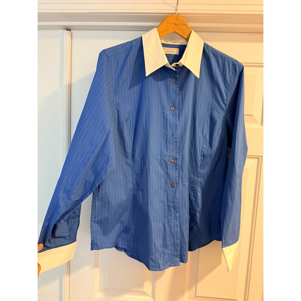 NWT Blue/White Pinstriped LORD & TAYLOR Oxford Shirt Size 14 - Picture 1 of 5